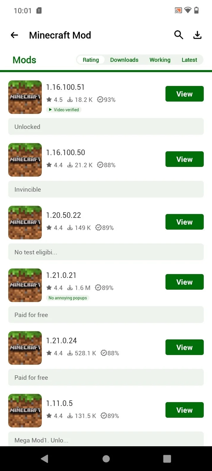 An example of a popular game on HappyMod showing the 'unlimited coins' mod feature.